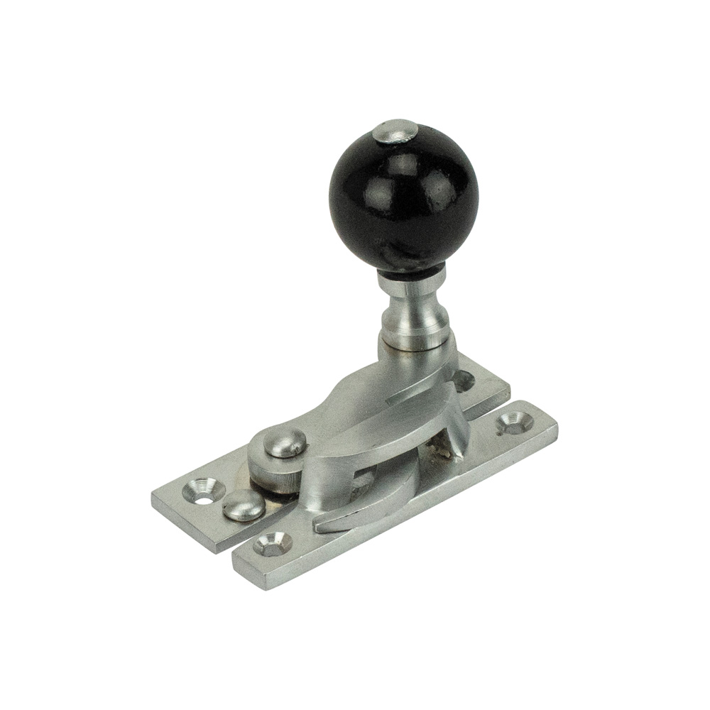 Sash Heritage Claw Fastener with Black Wood Knob (Non-Locking) - Satin Chrome